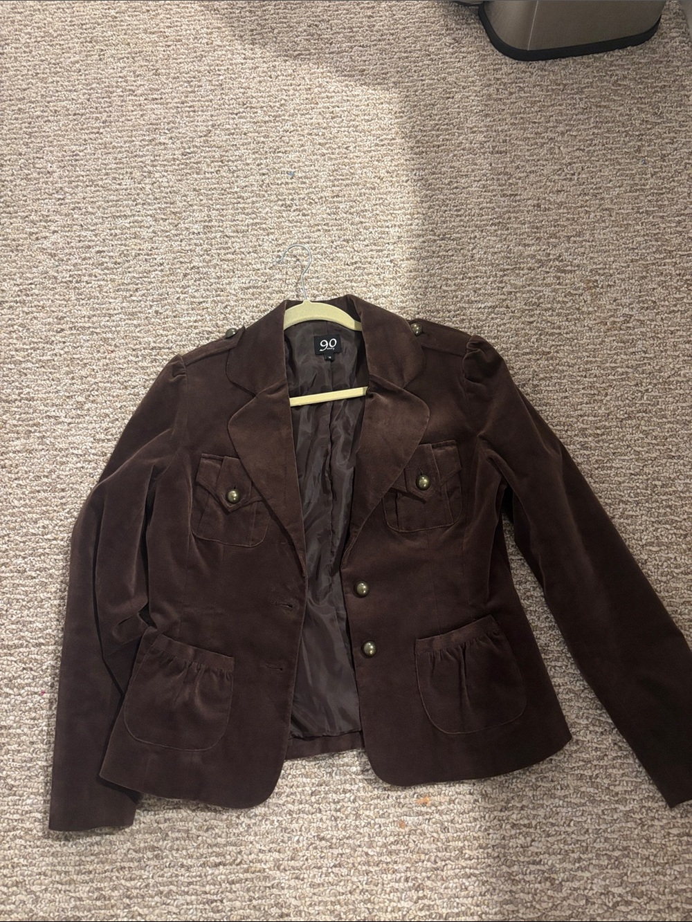 T.J.Maxx Dark Brown Velvet Blazer Jacket